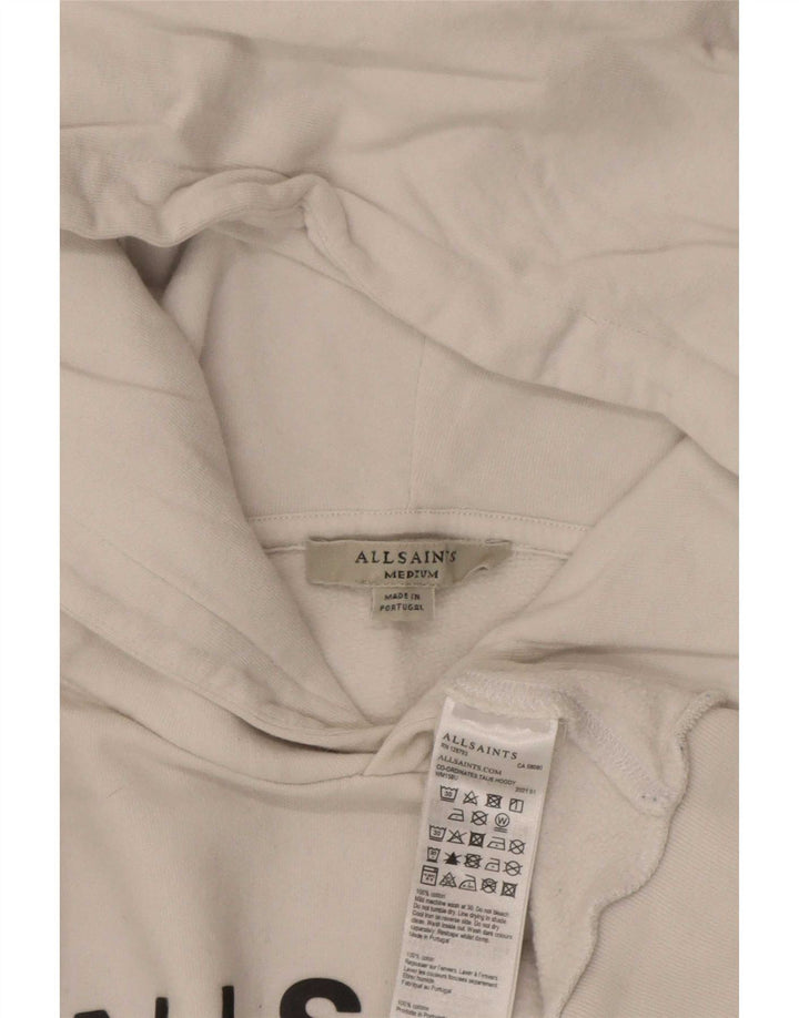 All Saints Damen-Kapuzenpullover, übergroß, bauchfrei, mit Grafik, UK 14, Mittelweiß