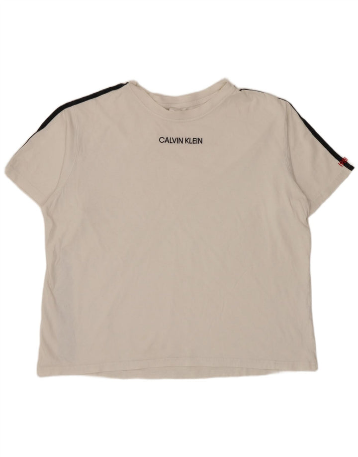 CALVIN KLEIN Herren T-Shirt mit Grafik, groß, weiß gestreift