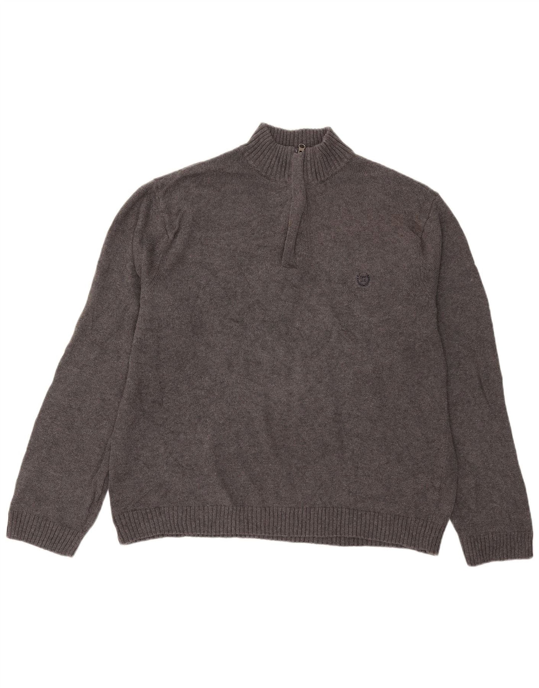 Chaps Herren-Pullover mit Reißverschluss, XL, graue Baumwolle