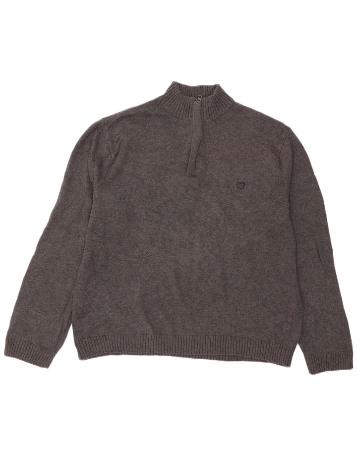 Chaps Herren-Pullover mit Reißverschluss, XL, graue Baumwolle