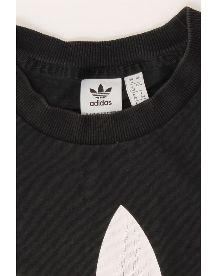Adidas Damen Graphic T-Shirt Top UK 12 Medium Schwarz