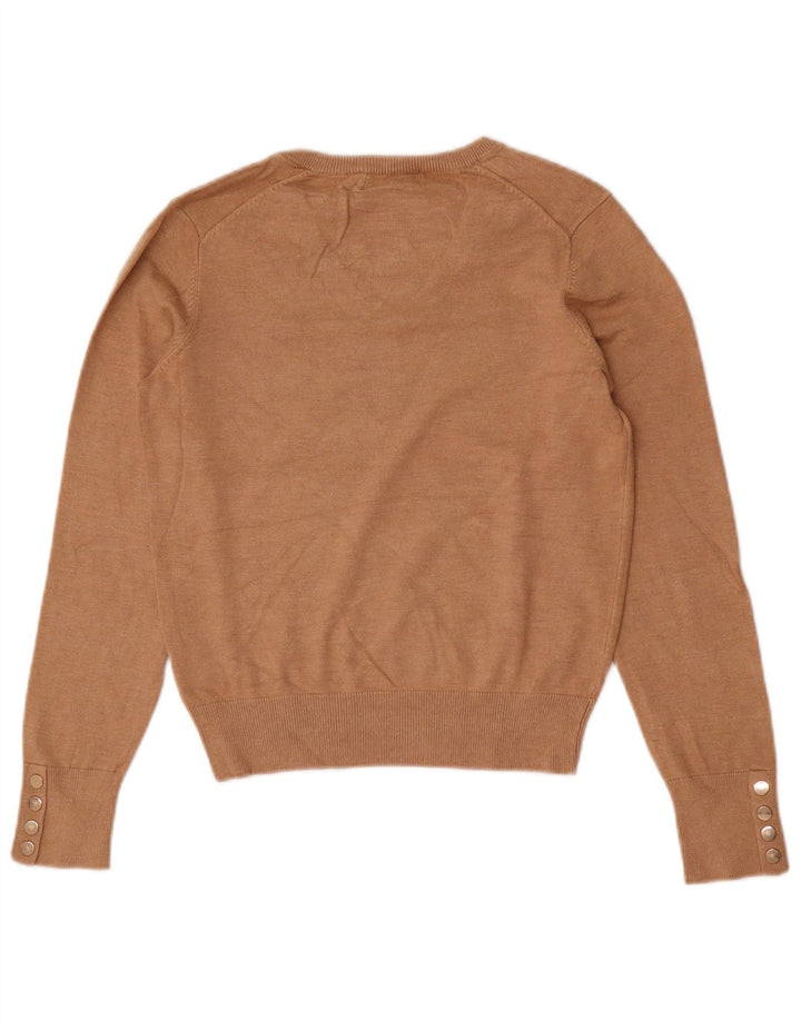 Oasis Damen Crop V-Ausschnitt Pullover Pullover UK 12 Mittelbeige Viskose