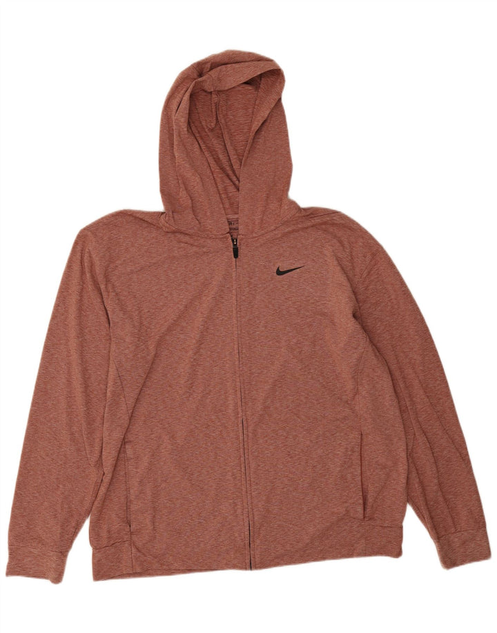 Nike Herren Dri Fit Standard Zip Kapuzenpullover, großes rot geflecktes Polyester
