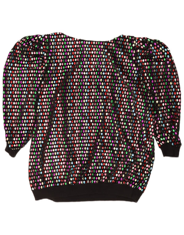 Vintage Damen 3/4 Ärmel Bluse Top UK 18 XL Bunt gepunktet