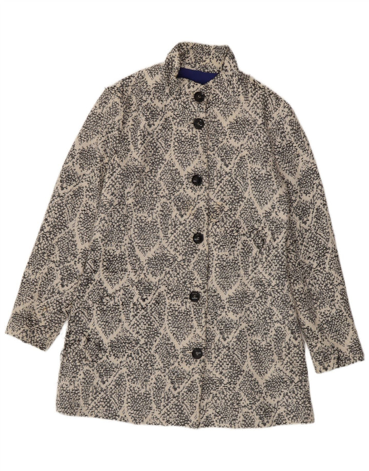 Desigual Damen-Mantel mit abstraktem Muster, EU 44, XL, weiße Baumwolle