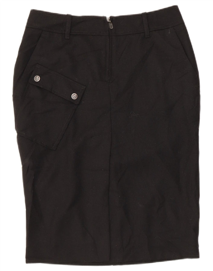 Belstaff Damen Grafik-Bleistiftrock IT 44 Medium W30 Schwarze Wolle