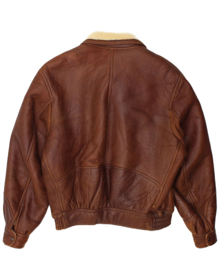 Vintage Herren Shearling Jacke IT 48 Mittelbraun