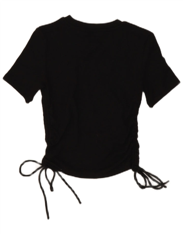 Zara Damen Crop Bluse Top UK 8 Small Schwarz