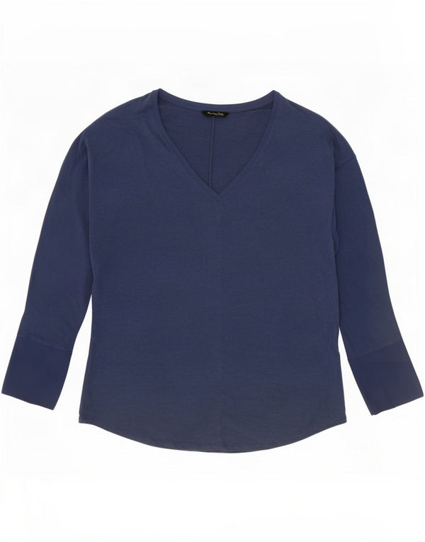 Massimo Dutti Damen Top Langarm UK 16 Large Marineblau Polyester
