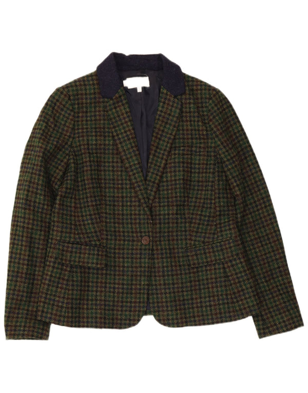Hobbs Damen-Blazer mit 1 Knopf, Gr. 14, Größe L, grüne Wolle mit Hahnentrittmuster