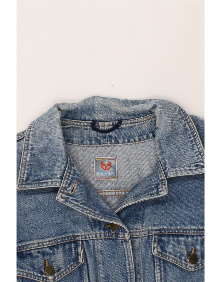 STEFANEL Womens Crop Denim Jacket UK 12 Medium Blue Vintage Stefanel and Second-Hand Stefanel from Messina Hembry 