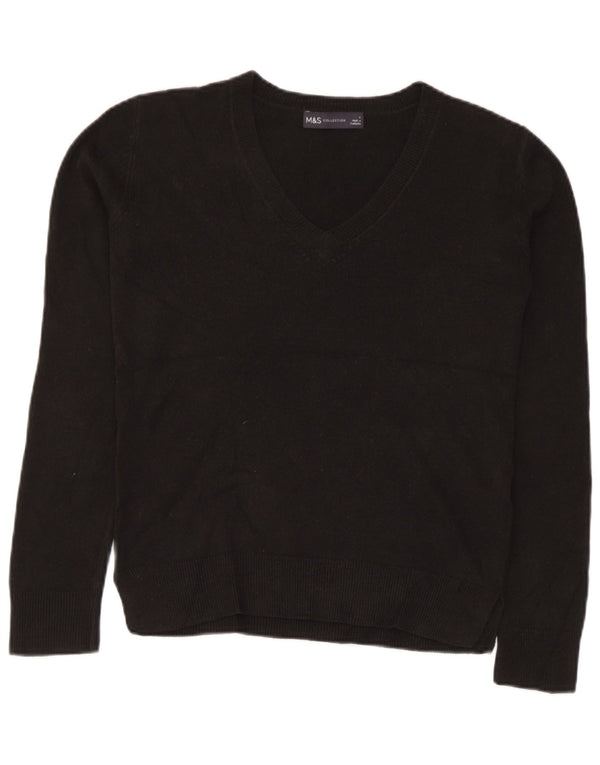 Marks & Spencer Damen-Pullover mit V-Ausschnitt, Gr. 6, XS, Schwarz, Acryl