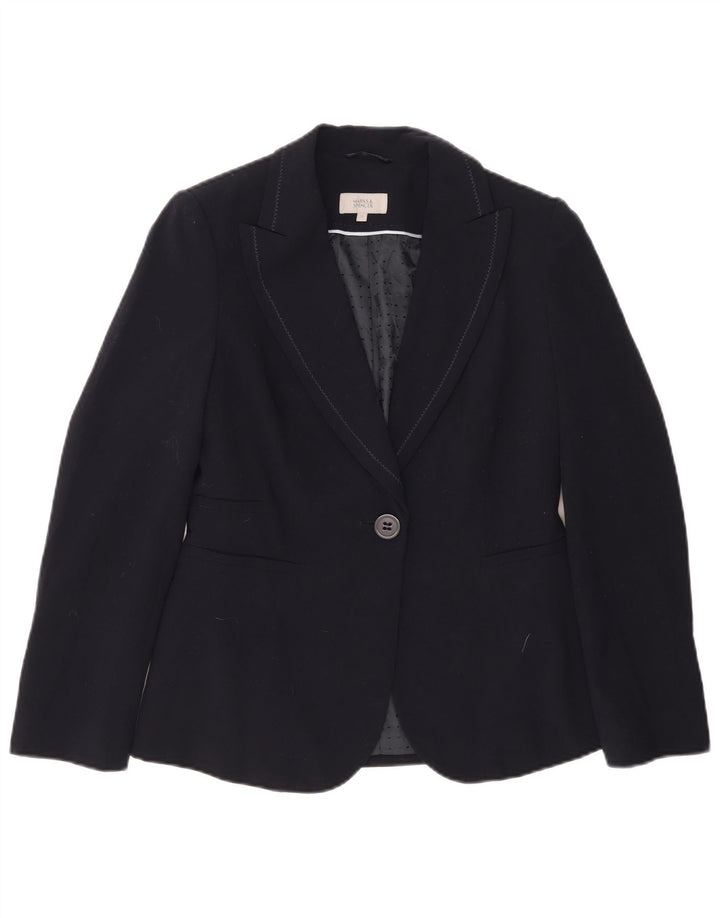 Marks & Spencer Damen 1-Knopf-Blazerjacke, UK 12, mittleres Marineblau