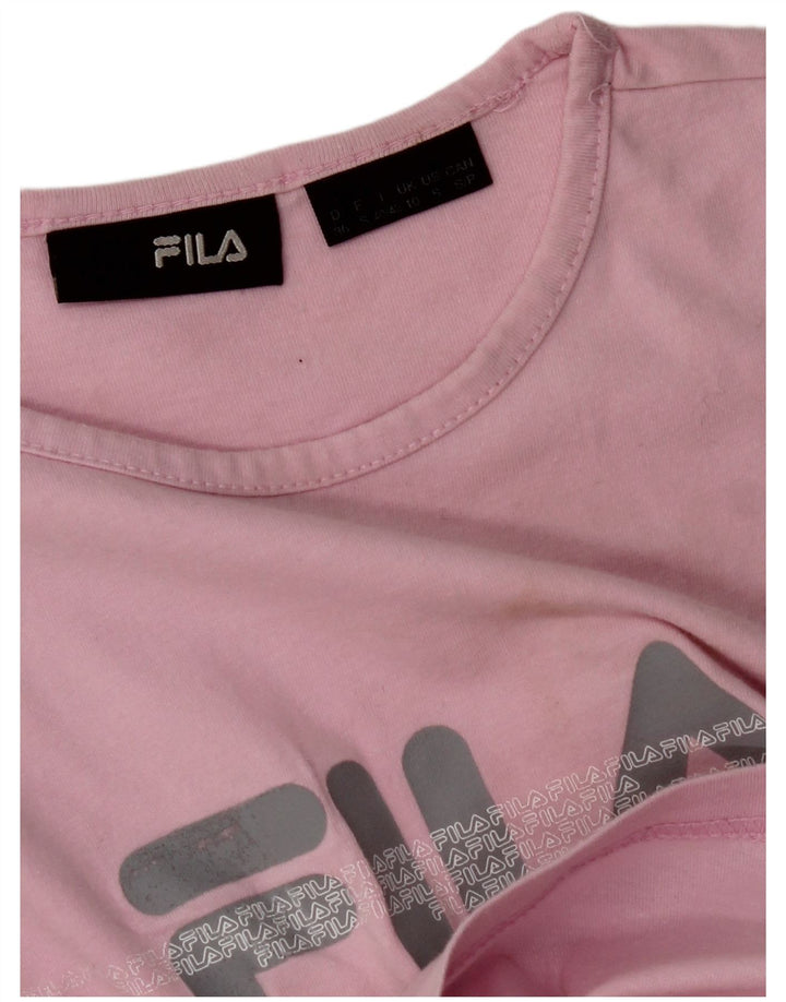FILA Damen Crop Graphic T-Shirt Top UK 10 Small Pink