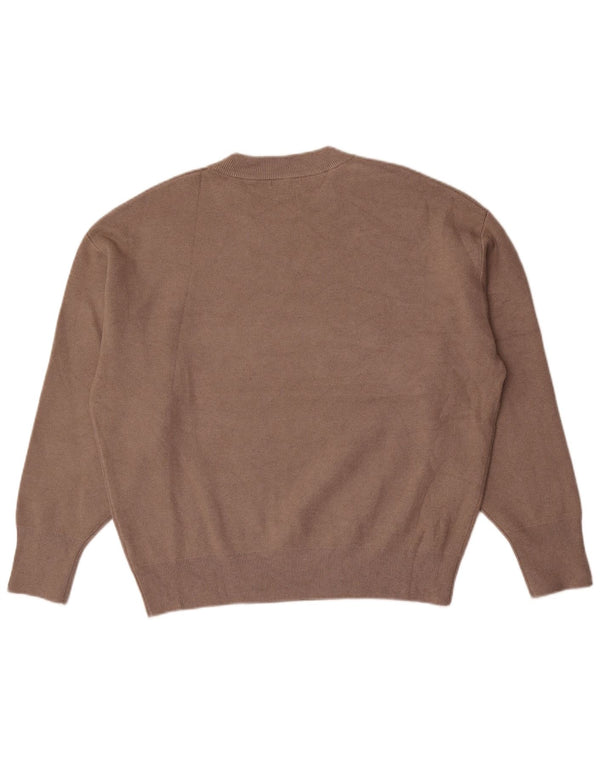 Massimo Dutti Herren-Pullover mit grafischem Rundhalsausschnitt, Größe L, Grau