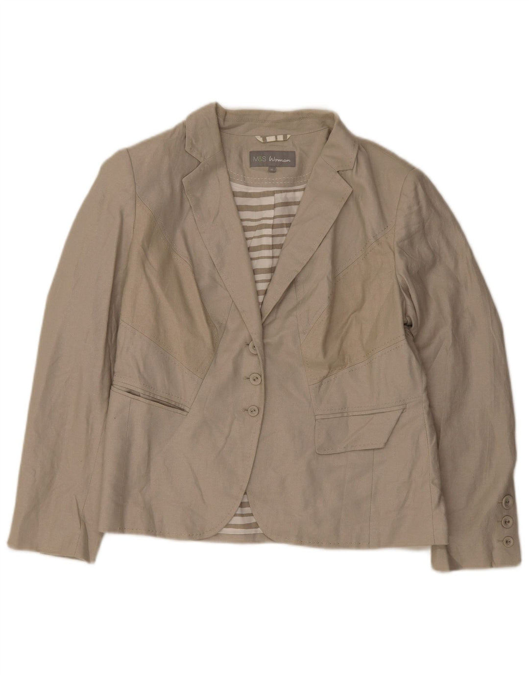 Marks & Spencer Damen-Blazer mit 3 Knöpfen, Gr. 16, Grün, Flachs