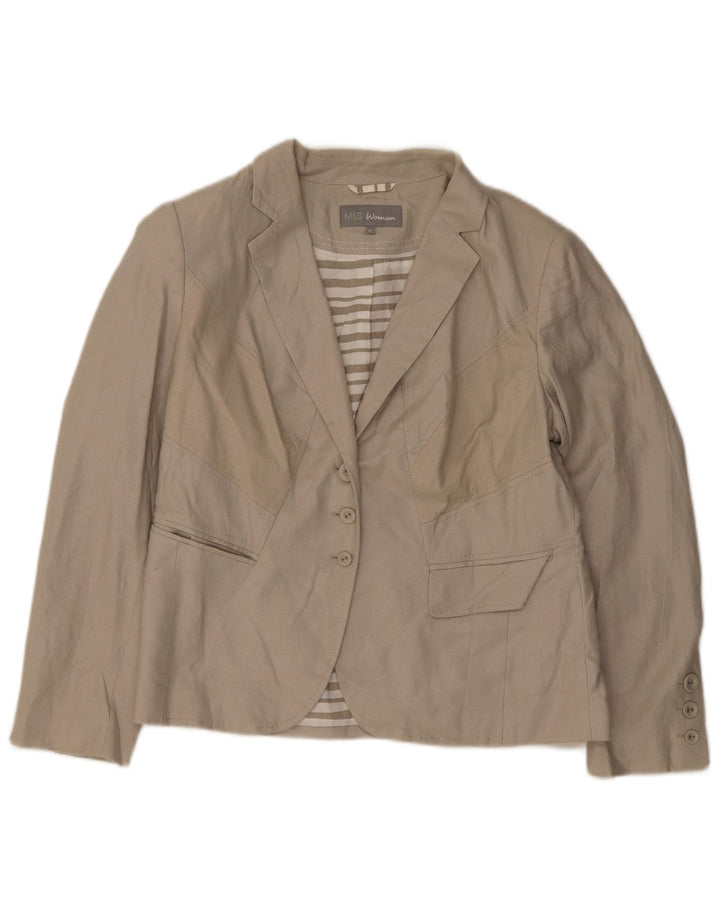 Marks & Spencer Damen-Blazer mit 3 Knöpfen, Gr. 16, Grün, Flachs