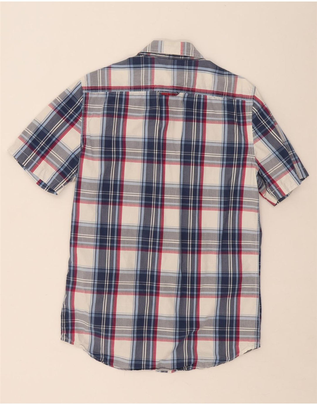 SUPERDRY Mens Short Sleeve Shirt Medium Blue Check Cotton Vintage Superdry and Second-Hand Superdry from Messina Hembry 