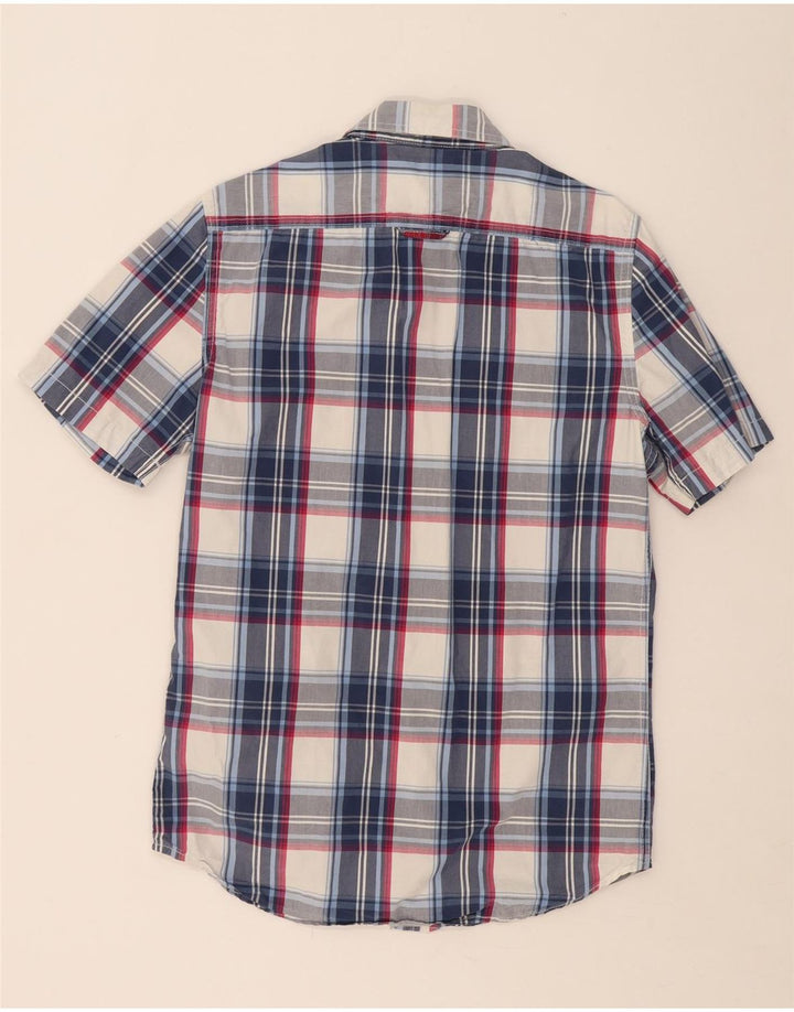 SUPERDRY Mens Short Sleeve Shirt Medium Blue Check Cotton Vintage Superdry and Second-Hand Superdry from Messina Hembry 