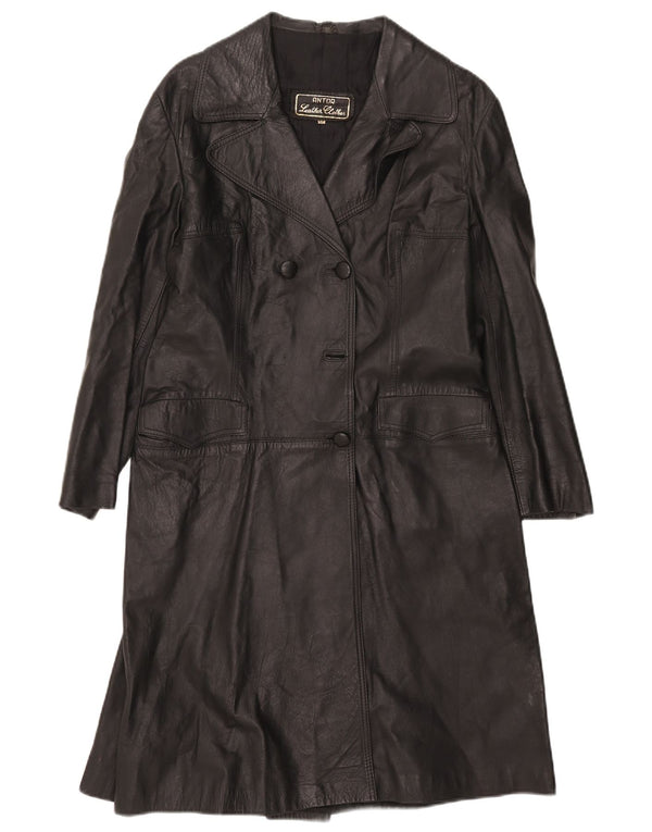 Vintage Damen Ledermantel IT 48 XL Schwarz