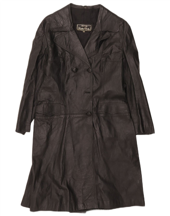 Vintage Damen Ledermantel IT 48 XL Schwarz