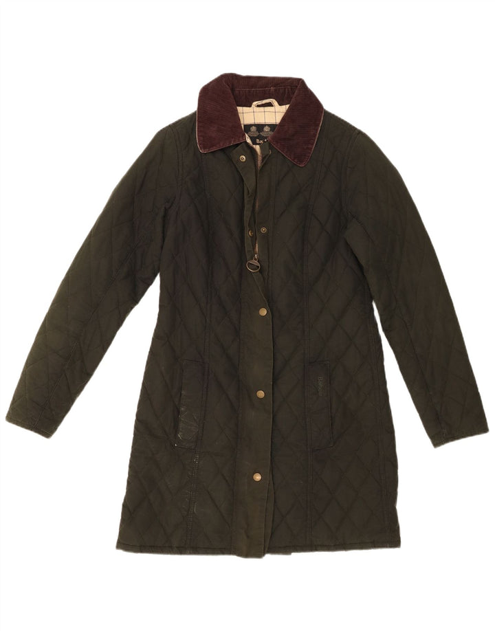 Barbour Damen-Steppjacke aus gewachster Baumwolle, Größe S, Khaki, Baumwolle
