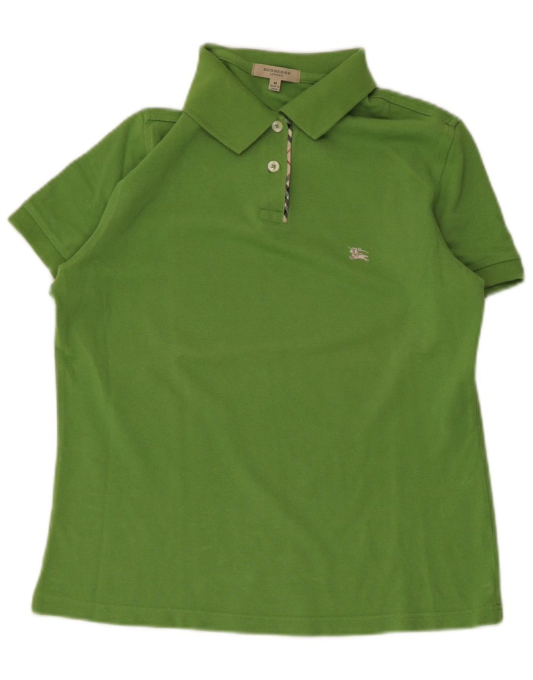 BURBERRY Damen Poloshirt UK 12 Mittelgrüne Baumwolle