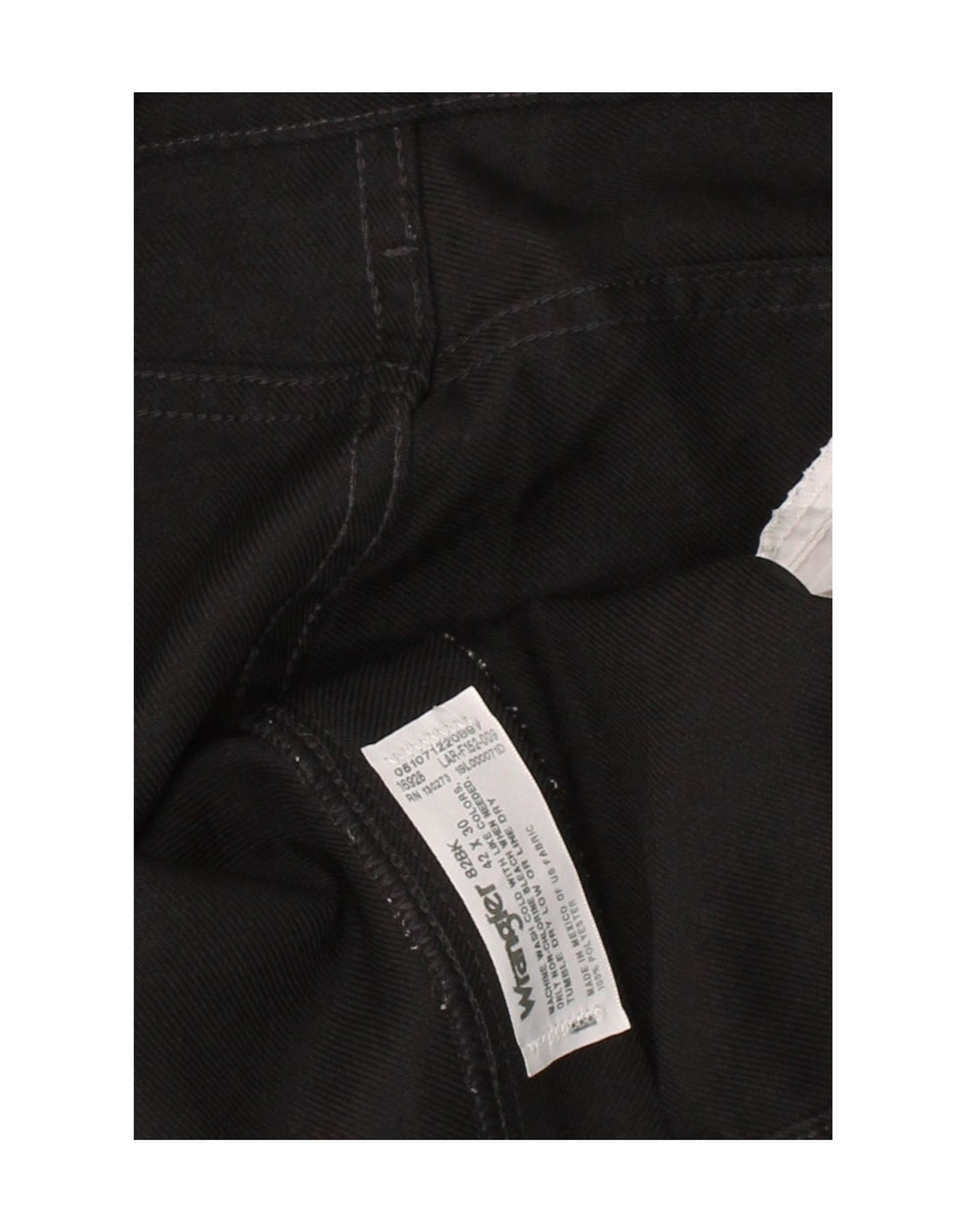 WRANGLER Mens Straight Casual Trousers W42 L30 Black Polyester