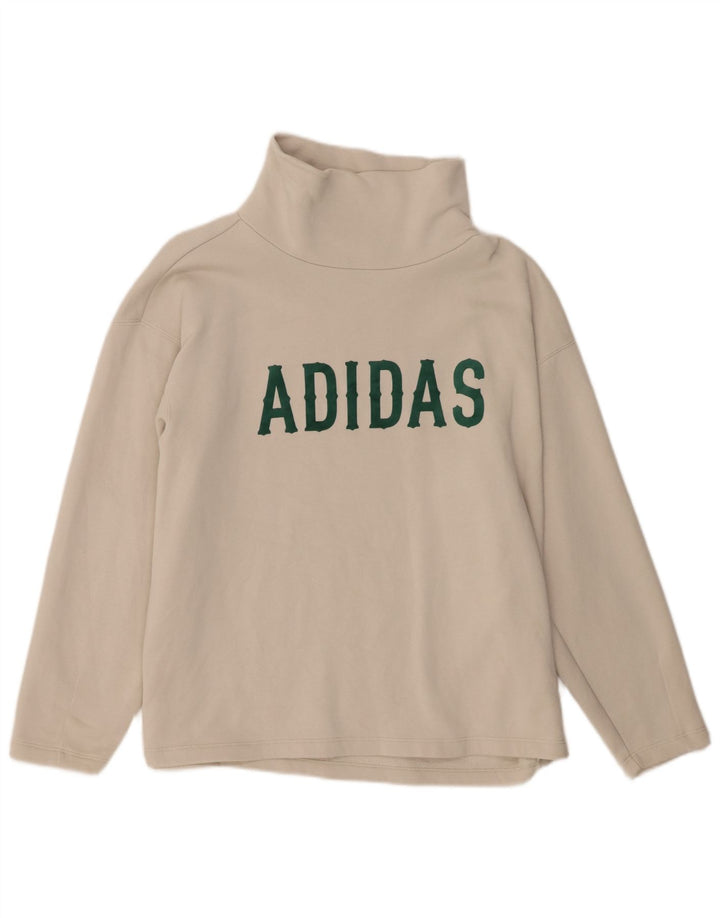 Adidas Damen Graphic Oversized Sweatshirt Pullover UK 10 Small Off White