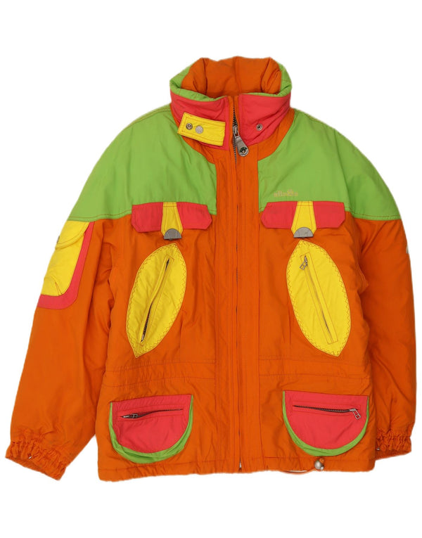 Ellesse Damen-Skijacke mit Kapuze, übergroß, IT 42, Mittelorange, Farbblock