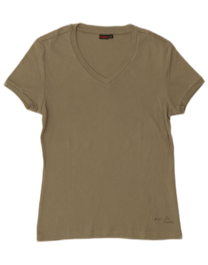 Invicta Damen T-Shirt Top UK 8 Small Khaki Baumwolle