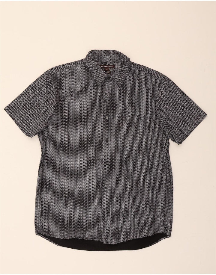 MICHAEL KORS Mens Classic Graphic Short Sleeve Shirt Large Black Cotton Vintage Michael Kors and Second-Hand Michael Kors from Messina Hembry 