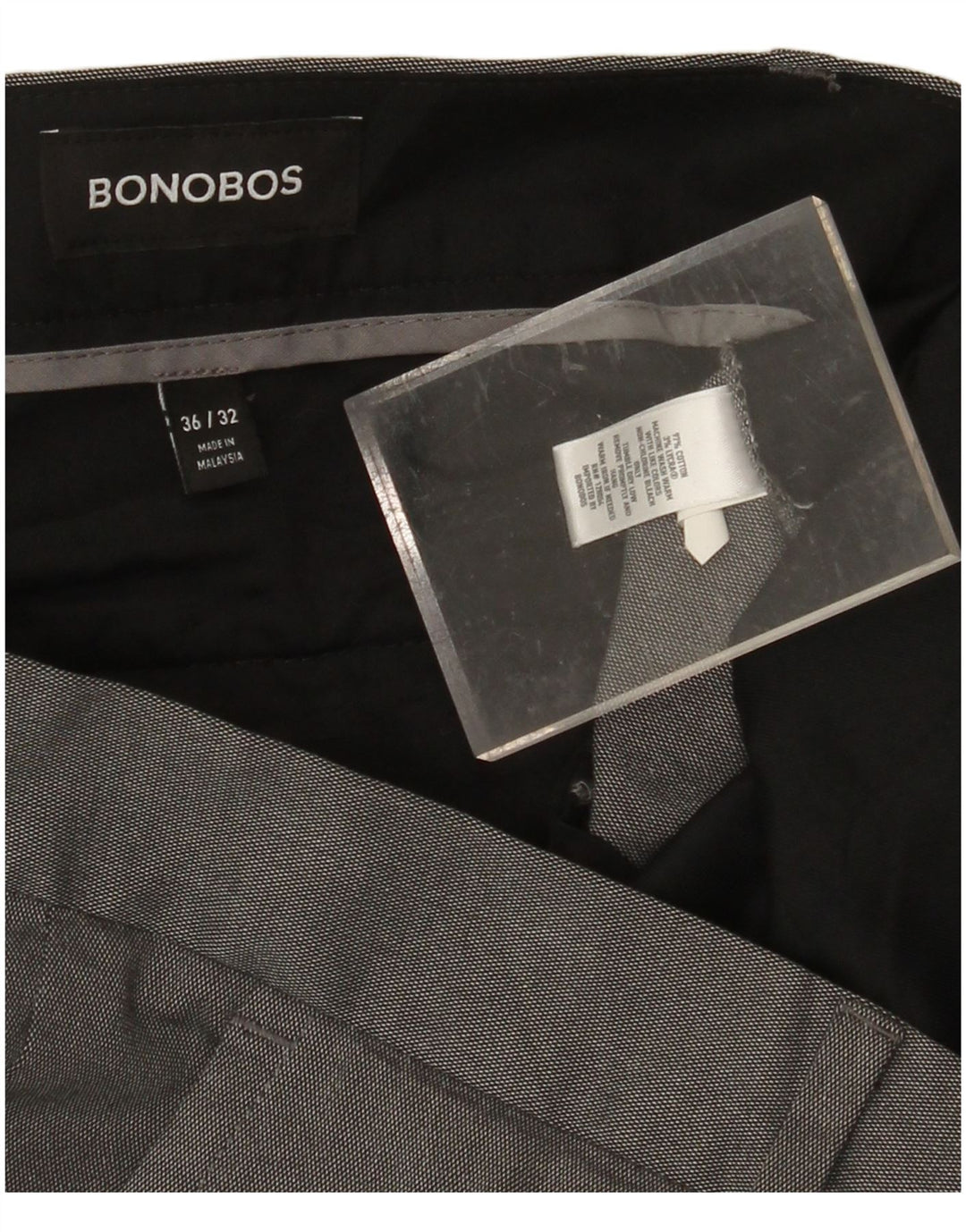 BONOBOS Mens Slim Casual Trousers W36 L32 Grey Cotton