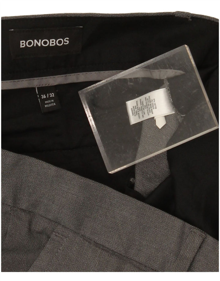 BONOBOS Mens Slim Casual Trousers W36 L32 Grey Cotton