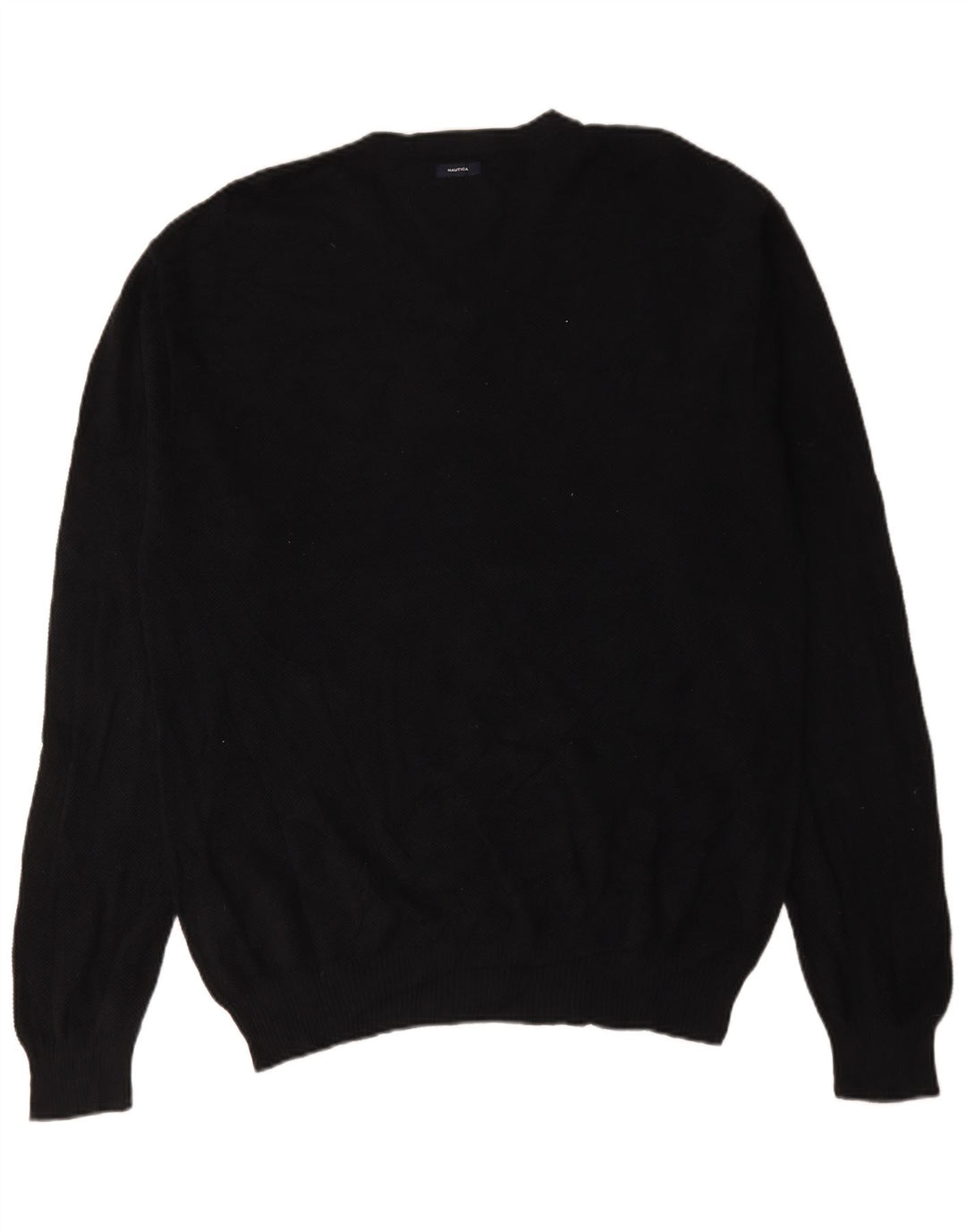 Nautica Herren-Pullover mit V-Ausschnitt, groß, aus schwarzer Baumwolle