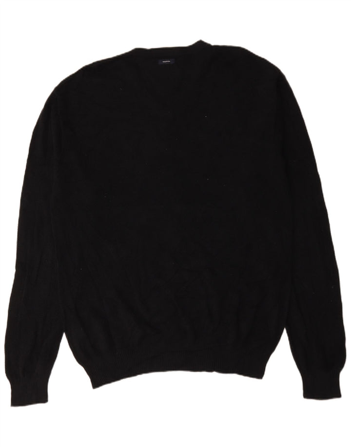 Nautica Herren-Pullover mit V-Ausschnitt, groß, aus schwarzer Baumwolle
