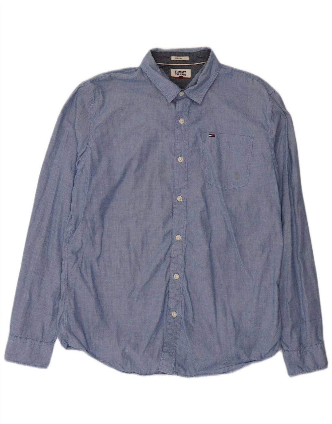 Tommy Hilfiger Herren-Hemd mit normaler Passform, große blaue Baumwolle