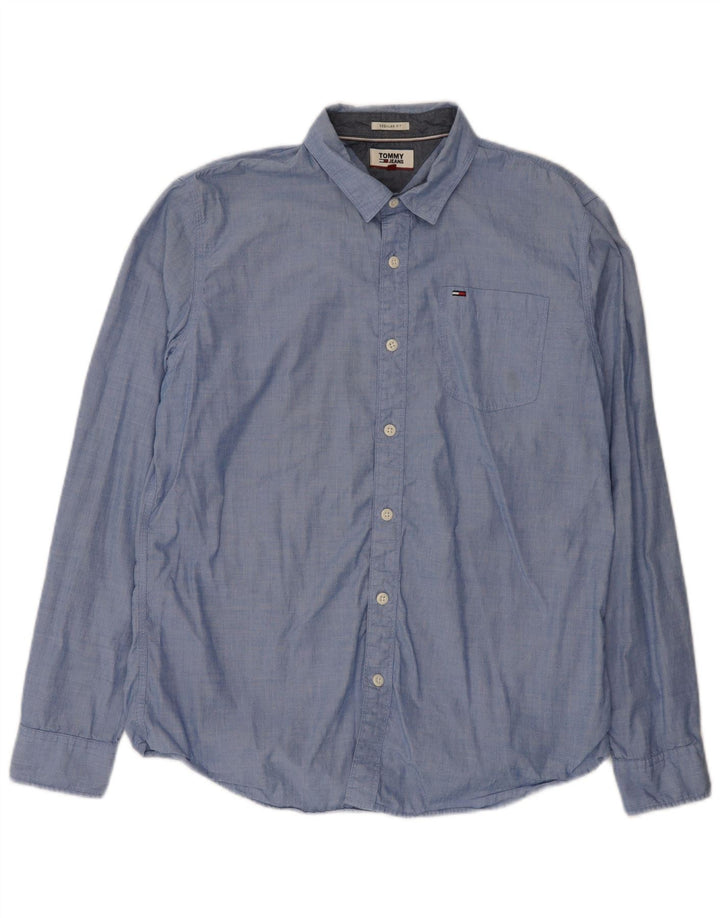 Tommy Hilfiger Herren-Hemd mit normaler Passform, große blaue Baumwolle