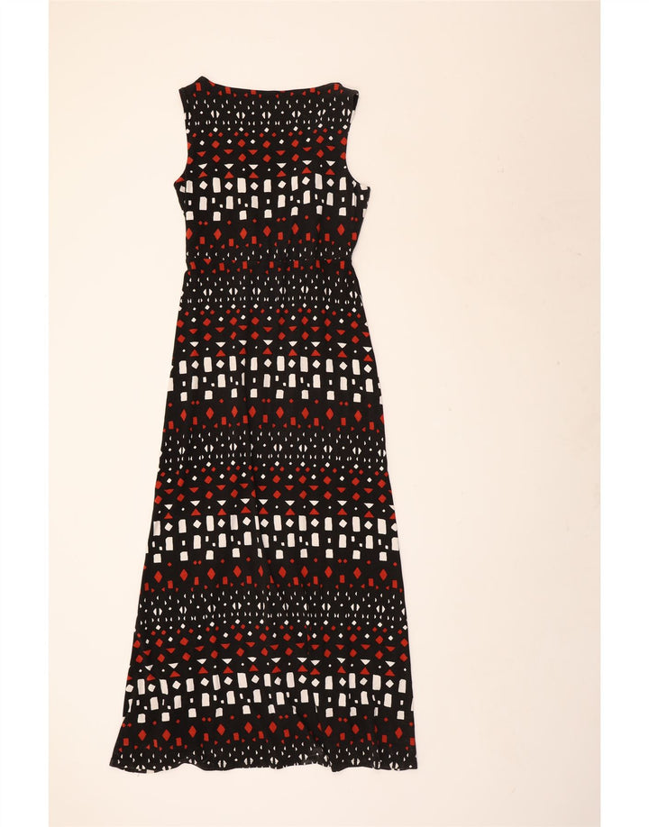 Jasper Conran Damen ärmelloses Maxikleid UK 12 Medium Schwarz Geometrisch