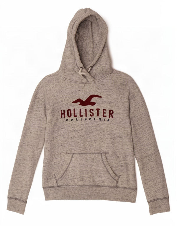 Hollister Womens Graphic Hoodie Pullover UK 6 XS Grau meliert