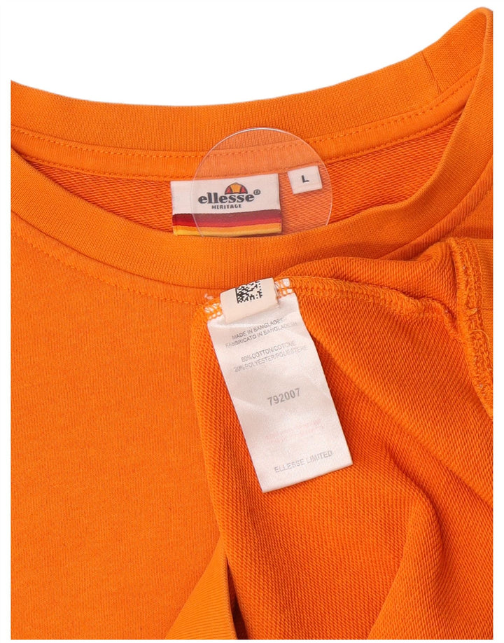 Ellesse Herren Grafik-Sweatshirt-Pullover, große orangefarbene Baumwolle