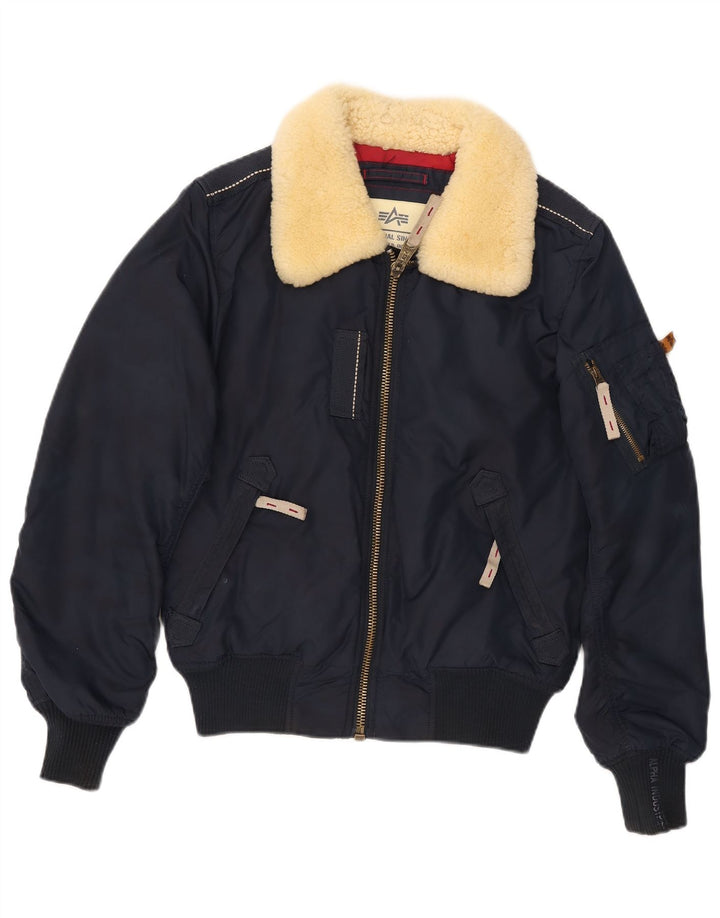 Alpha Industries Herren Bomberjacke UK 36 Small Marineblaues Nylon