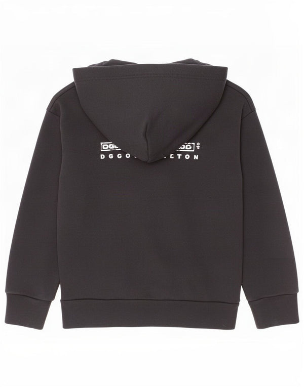 Diesel Jungen-Kapuzenpullover mit grafischem Reißverschluss, 7–8 Jahre, schwarze Baumwolle
