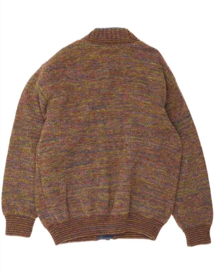 Vintage Herren Strick Bomberjacke UK 42 XL Mehrfarbig gefleckte Wolle