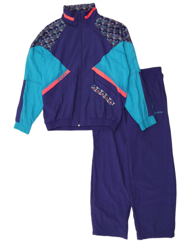 Kompletter Herren-Trainingsanzug von Lotto, mittelblaues Colourblock-Nylon