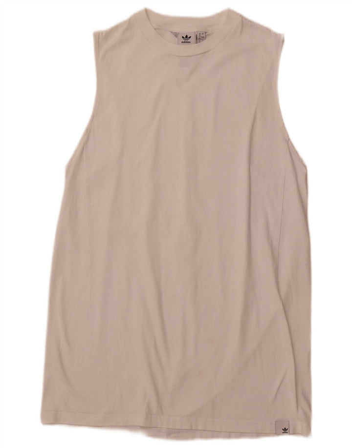 ADIDAS Damen Ärmelloses T-Shirt-Kleid UK 16 Große weiße Baumwolle