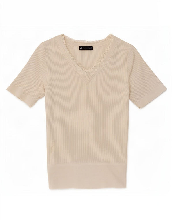 Marks & Spencer Damen T-Shirt Top UK 8 Small Off White Acryl