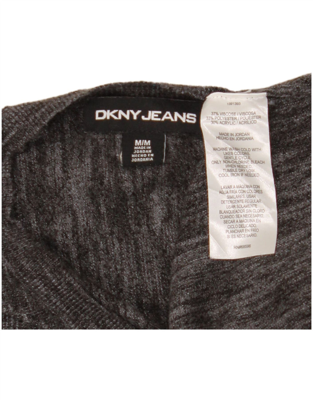 Kurzärmliger Damen-Pullover mit Rundhalsausschnitt von Dkny, Gr. 14, mittelgraue Viskose