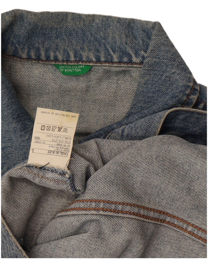 Benetton Damen Jeansjacke UK 14 Große blaue Baumwolle