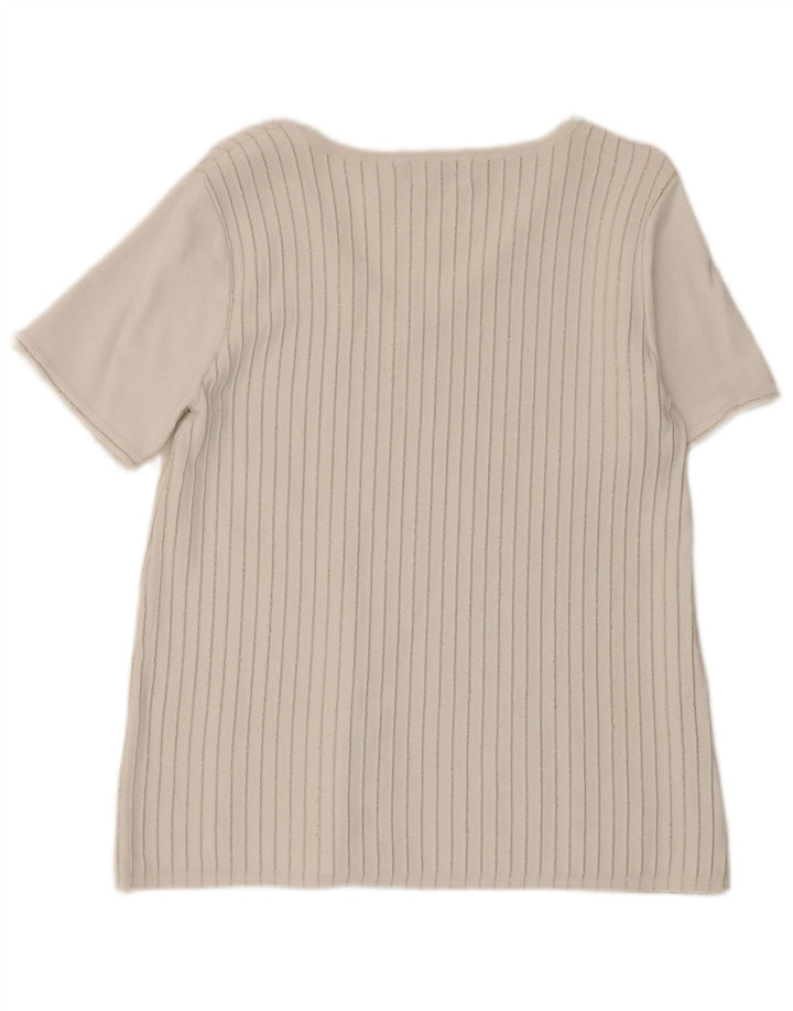 Calvin Klein Damen T-Shirt Top UK 10 Small Weiß gestreift